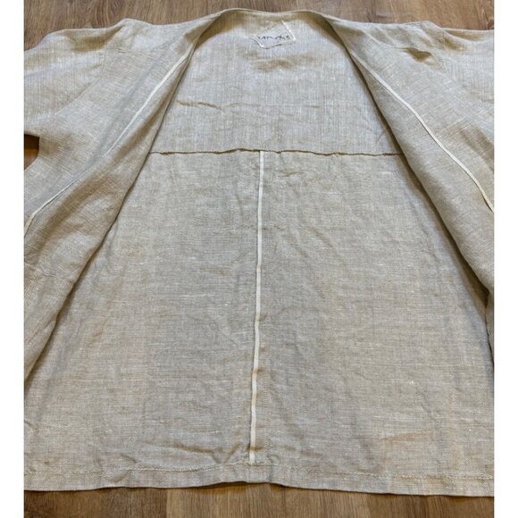 Vintage Tamiko Linen Overcoat Tunic Jacket Stitching Detail Minimilist Lagenlook - Picture 6 of 14